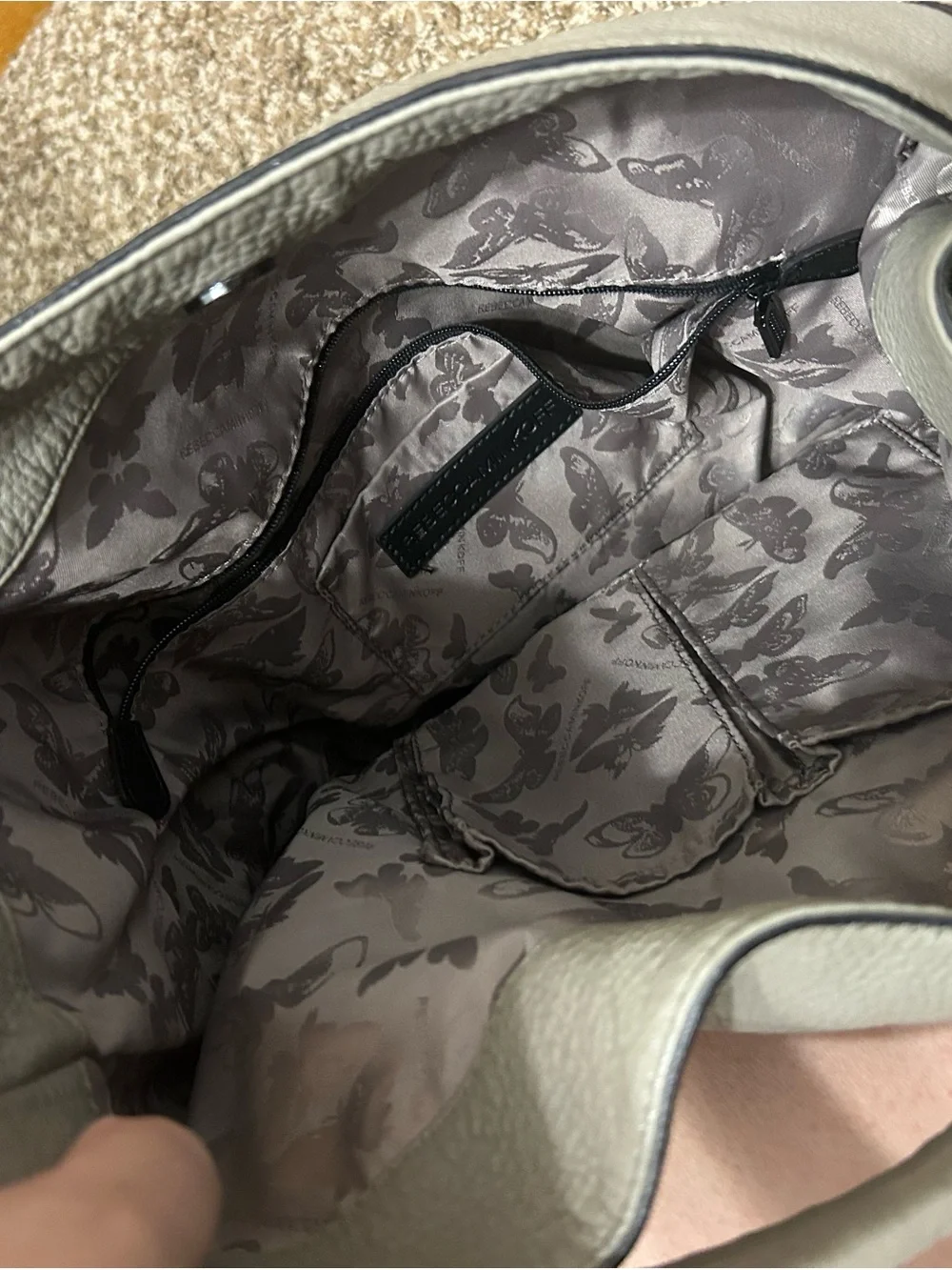 Rebecca Minkoff Gray Pebbled Leather Hobo Bag